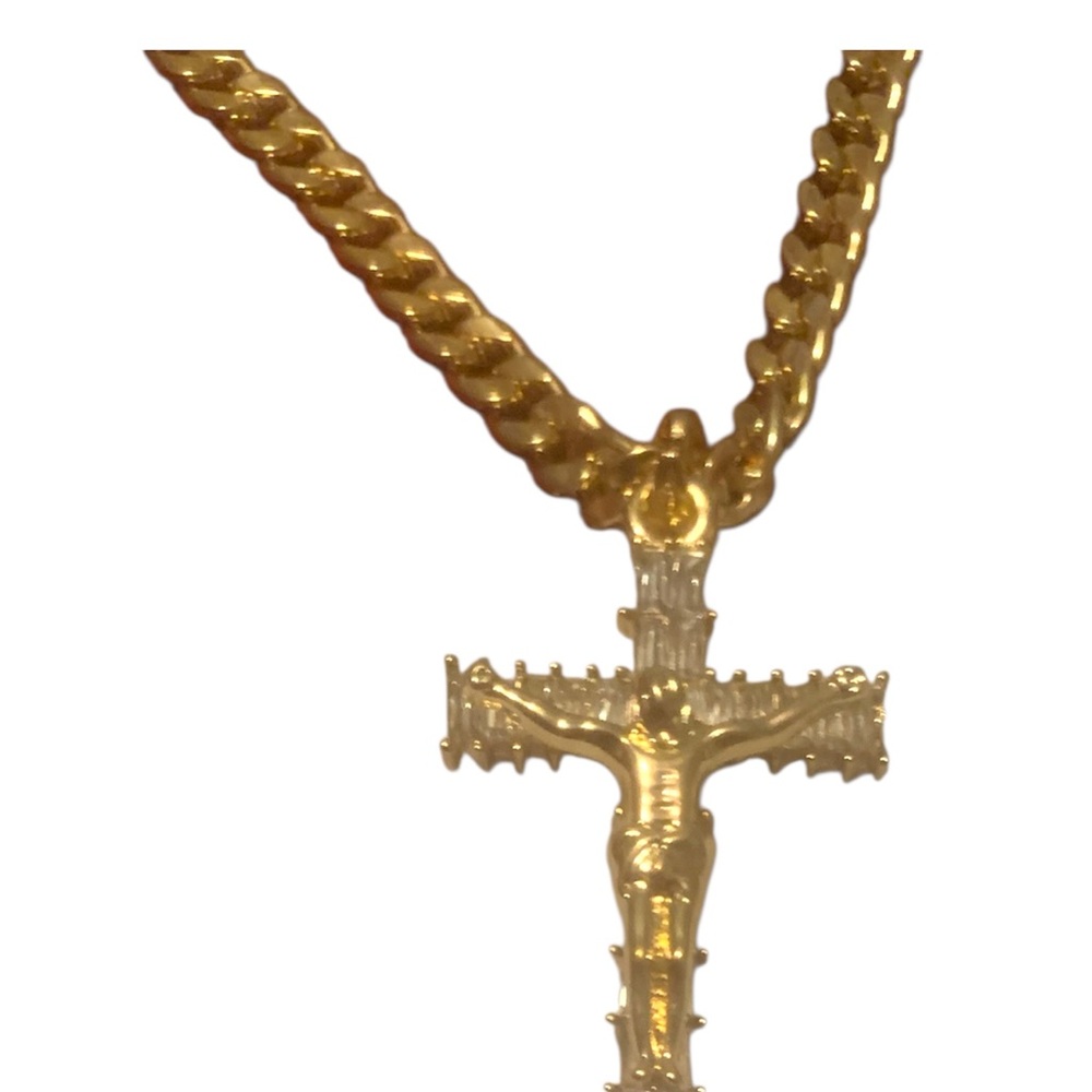 NEW Gold Stainless Steel Cross Necklace NWT